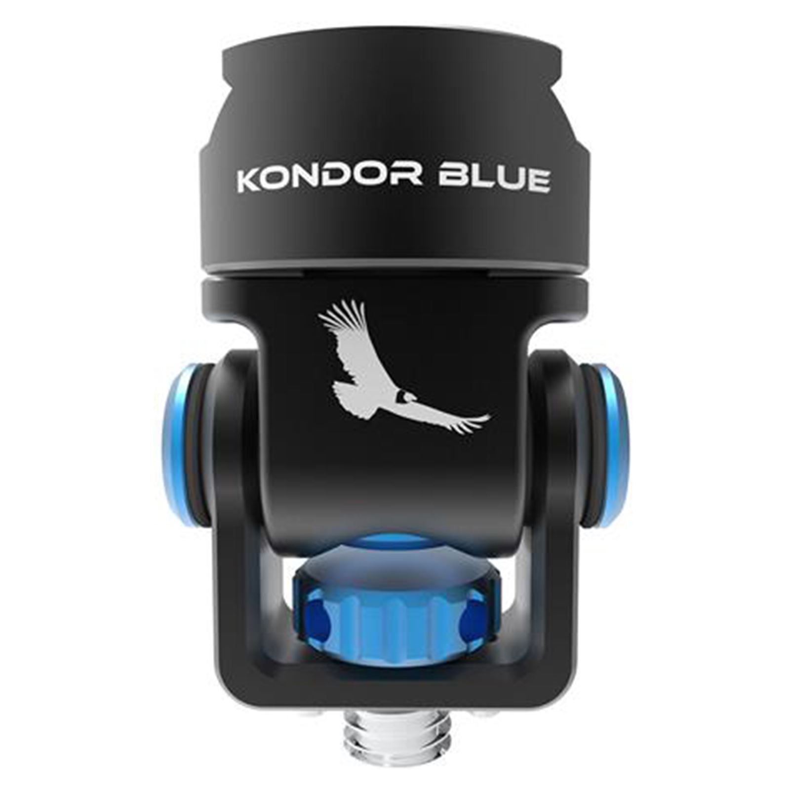 Kondor Blue KB-Mon-SMount-N Monitor Mount in black with blue accents, featuring a sleek design and adjustable swivel joint for versatile monitor positioning.