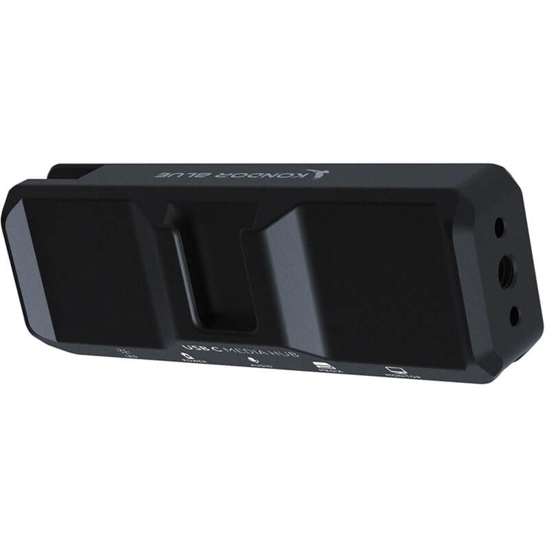 Black Kondor Blue USB Type-C interface hub featuring multiple ports, a sleek design, and a matte finish, supporting data transfer speeds up to 10000 Mbit/s.