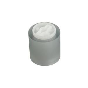 Gray cylindrical roller with a white inner core, designed as a spare part for Konica Minolta printers and scanners, featuring a smooth surface and rounded edges.