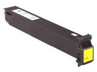 Yellow toner cartridge for Konica Minolta, model A0D7252/TN-213Y, designed for KM Bizhub, with a capacity of 19,000 pages at 5% coverage, featuring a black body and bright yellow end.