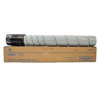 Black Konica Minolta TN-513 toner cartridge with spiral design, on brown packaging box.