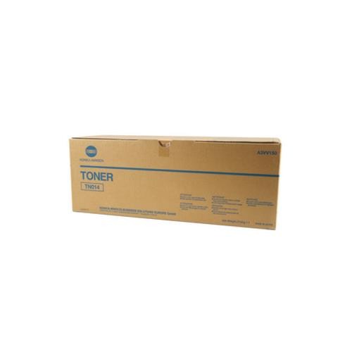 Brown cardboard box labeled "TONER TN-014," designed for Konica Minolta A3VV150, indicating a yield of 10.5K pages for KM Bizhub Press 1.