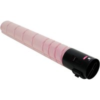 Konica Minolta magenta toner kit, cylindrical design, pink body with black cap, model A9E8350/TN-514M.