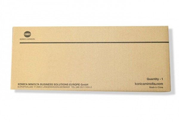 Brown cardboard box labeled "Konica Minolta AD3H250/TN-329Y Toner Yellow for KM C 7100," featuring the brand logo and product details, with a clean, minimalist design.