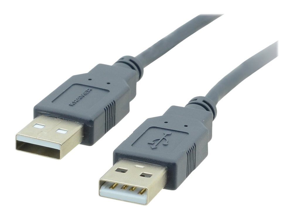 Black 1.8m USB 2.0 cable featuring USB-A connectors on both ends, with a durable plastic casing and clear identification markings.