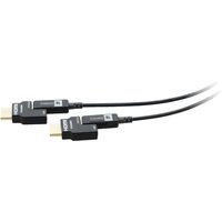 Black Kramer HDMI cable 15.2 m with Type D Micro connectors, slim design, gold-plated tips, and labeled connectors.