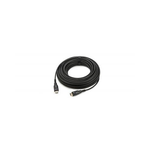 Kramer 4K High Speed HDMI Fibre Optic Hybrid Lead in black, 15.2 meters long, featuring HDMI connectors at both ends for high-quality audio and video transmission.