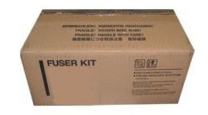 Brown cardboard box labeled "FUSER KIT" with handling instructions, designed for the KYOCERA FK-1150 Fuser, indicating compatibility for 100,000 pages.