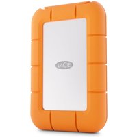Orange-rugged LaCie external SSD 4TB with USB Type-C port and silver center panel.