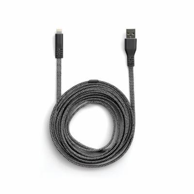 Lander Neve 10ft USB to Lightning cable in black with a braided exterior, featuring a durable design and sleek connectors at both ends.