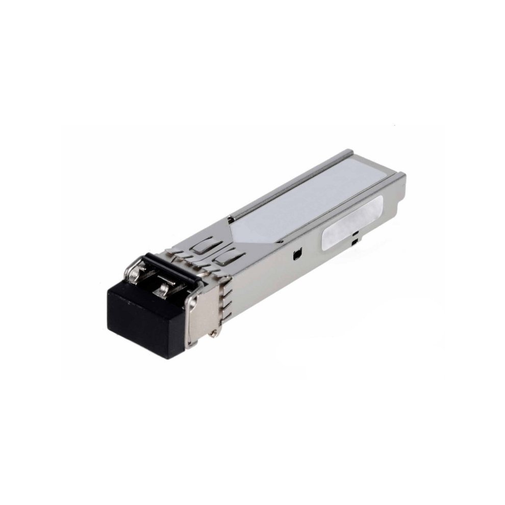 Lanview MO-G-S85123-3CLM Network Transceiver Module in silver metal with a black connector end, designed for fiber optic connections with a speed of 1000 M.