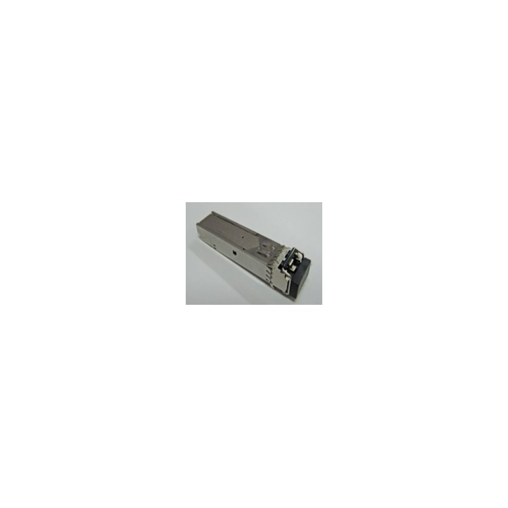Silver metal transceiver module with a compact design, featuring a connector on one end and labeled with "Lanview MO-SFP2192H" and "1250 Mbit/s" for network connectivity.