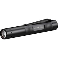 Black LED Lenser P2R CORE rechargeable LED torch with pocket clip and textured grip.