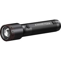 Black LED Lenser P7R CORE torch with textured grip, focusable lens, and side power button.