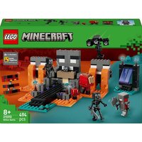 LEGO Minecraft Wither Battle set, includes Wither figure, skeletons, and portal, 494 pieces, vibrant blocky design.
