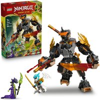 LEGO NINJAGO set with black and orange mech, dragon figure, and box featuring Cole’s Mission Mech & Dragon Zane 71854.