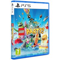 PlayStation 5 game case for "LEGO Party" featuring colorful LEGO characters and scenes on a blue background.