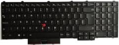Black Lenovo laptop keyboard featuring a compact layout, with distinct red TrackPoint in the center and various function keys, designed as a spare part for Lenovo laptops.