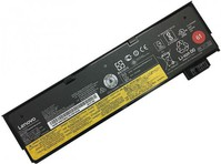 Lenovo 01AV424 laptop battery, black plastic casing, featuring a yellow label with specifications and safety information, and a connector on one end.