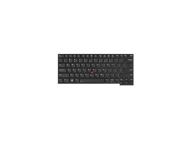 Black Lenovo 01AX557 laptop keyboard with a compact layout, featuring a red TrackPoint in the center and standard function keys, made of durable plastic material.