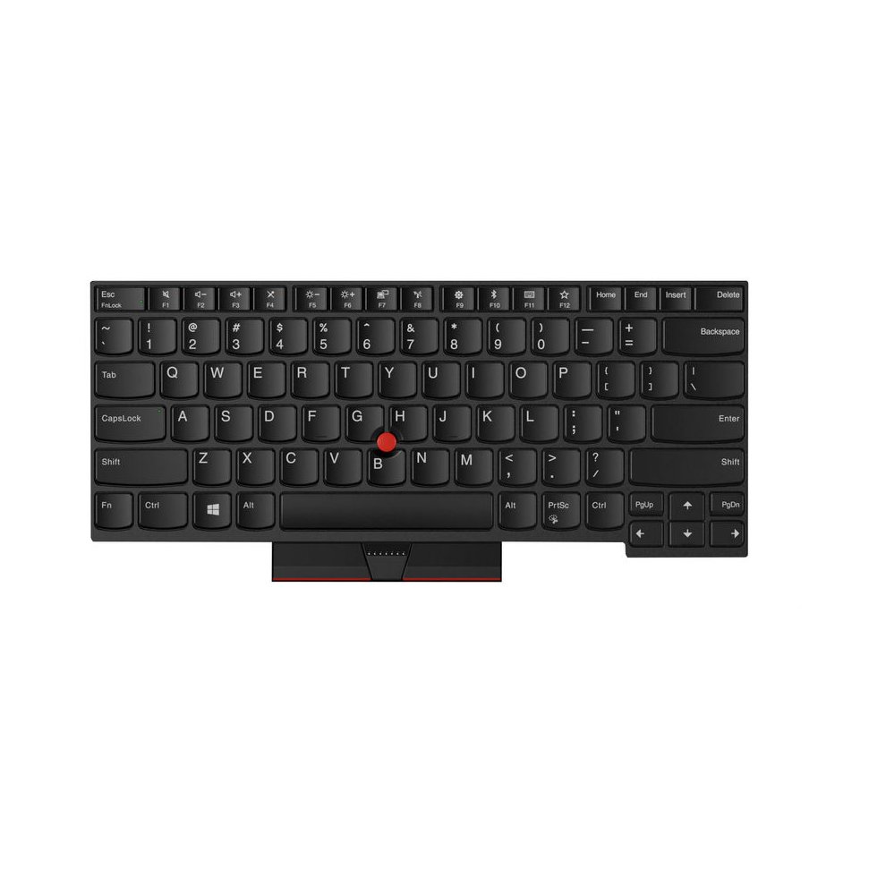 Black Lenovo laptop keyboard with a compact layout, featuring a red accent on the 'B' key and standard keys including function and navigation keys.