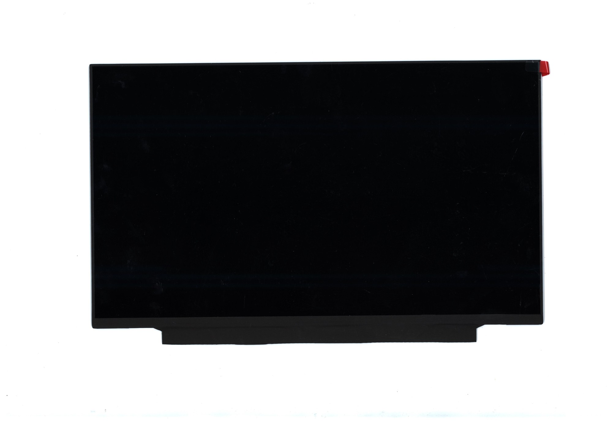 Black Lenovo 01YN153 notebook display spare part with a sleek glass surface and a red accent on the side, designed for compatibility with Lenovo laptops.