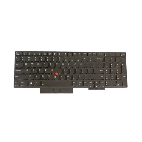 Black Lenovo 01YP731 laptop keyboard with a compact layout, featuring a red TrackPoint in the center and standard function keys, made of durable plastic material.