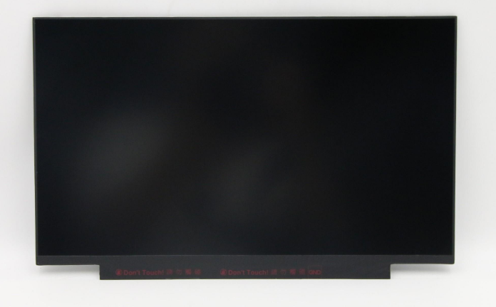 Lenovo 02DA381 laptop display spare part, featuring a sleek black screen with a matte finish and a warning label at the bottom reading "Don't Touch" in red.