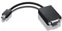 Black Lenovo 03X6402 Video Cable Adapter featuring a Mini-DisplayPort connector on one end and a VGA port on the other, with a flexible cable measuring 0.172 meters.