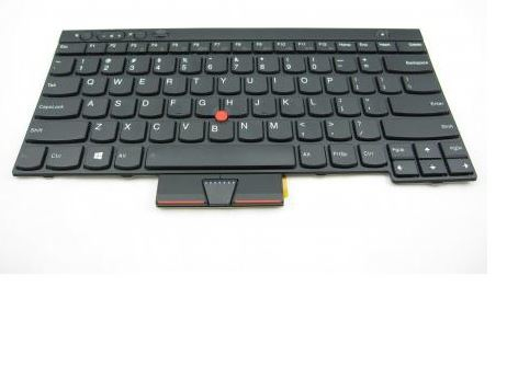 Black Lenovo 04X1285 laptop keyboard featuring a compact layout, tactile keys, a red TrackPoint in the center, and a slim design suitable for Lenovo laptops.