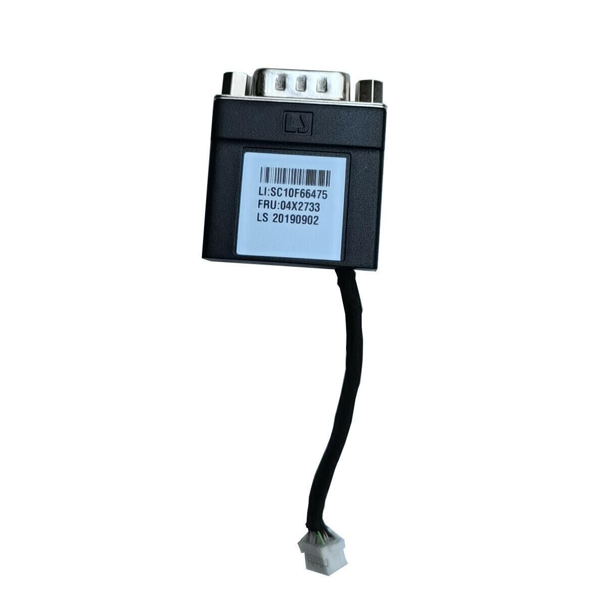 Black Lenovo VGA cable, 0.05 meters long, featuring a D-Sub connector with a metal housing and a white connector at the end, labeled with product information.