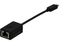 Black RJ45 cable gender changer with a rectangular connector and a short cable, designed for connecting Ethernet cables.