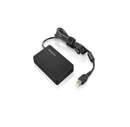 Black Lenovo 0B47463 power adapter with a compact design, featuring a detachable cable and USB connector, suitable for universal use with a power output of 65 W.