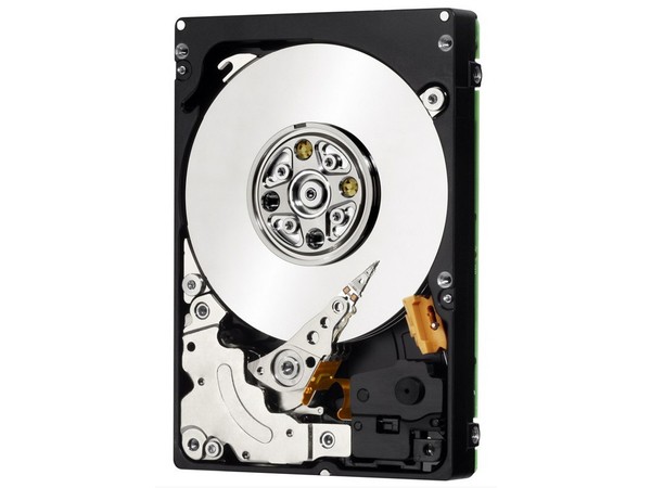 Lenovo 1.2TB 10K SAS 2.5" internal hard drive featuring a silver metal casing, a shiny circular platter, and intricate internal components for high-speed data access.