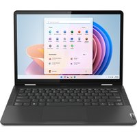 Black Lenovo 13w Yoga Gen 2 2-in-1 laptop with 13.3" touchscreen, AMD Ryzen 5, and Windows interface displayed.