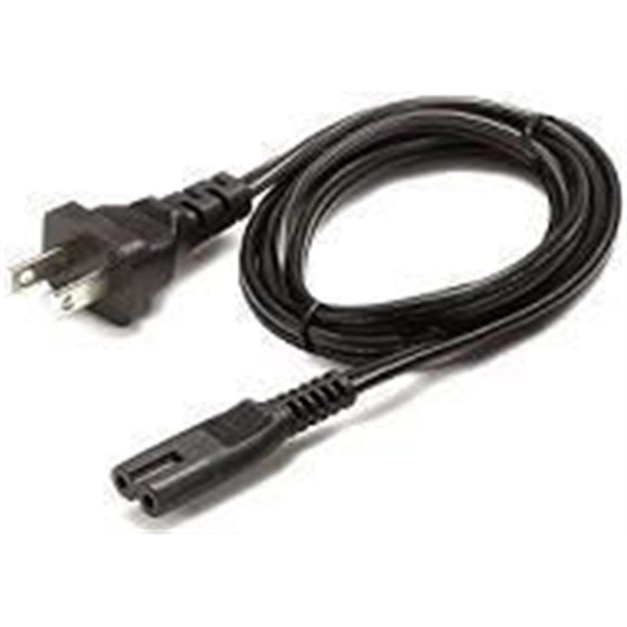 Black power cable with a three-prong plug on one end and a two-prong connector on the other, designed for Lenovo devices.