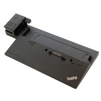 Black Lenovo 40A00065IT Laptop Dock with multiple ports, a sleek design, and a sturdy base, featuring the ThinkPad logo prominently displayed.