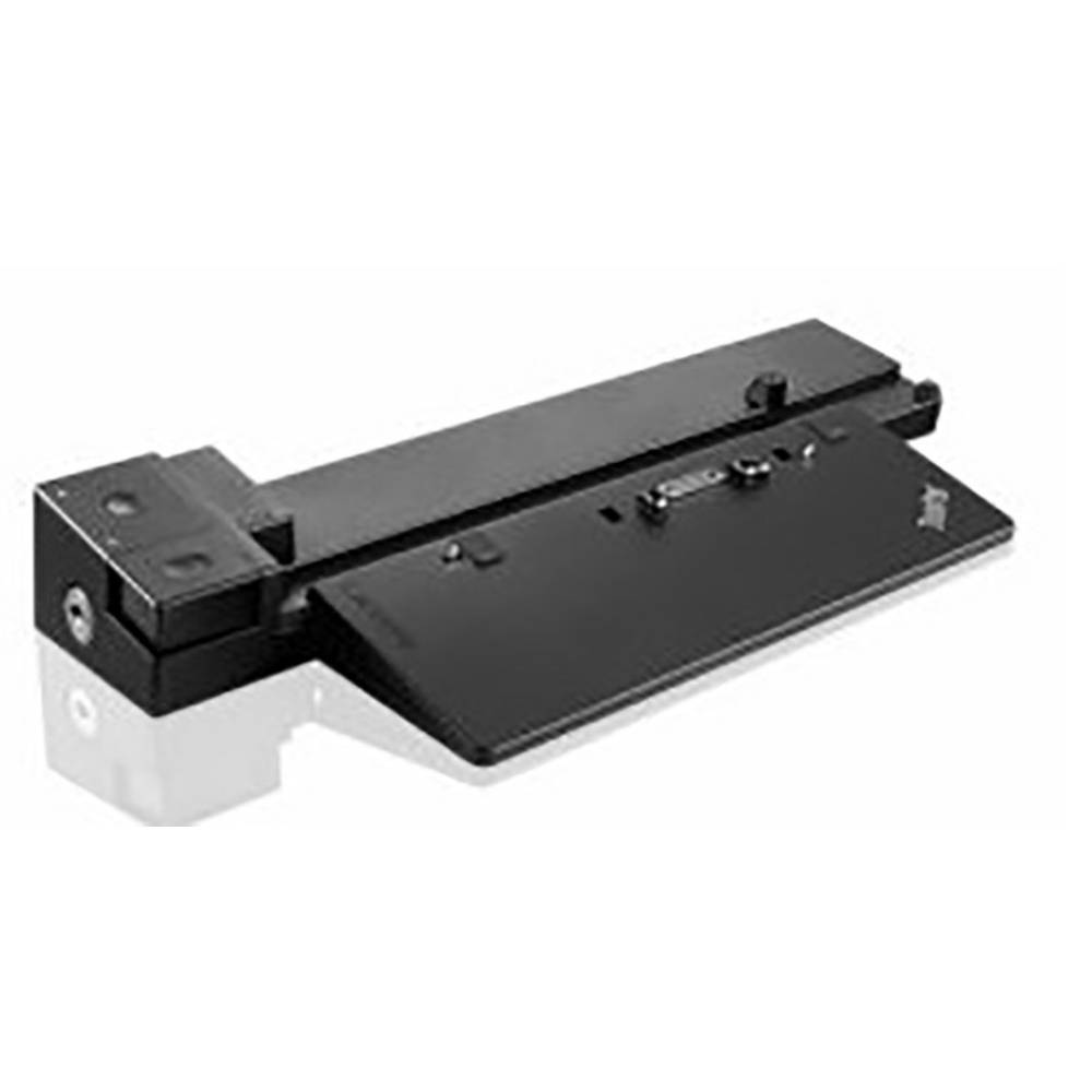Black Lenovo 40A50230EU laptop docking station featuring multiple ports, a sleek design, and a sturdy build for enhanced connectivity and functionality.