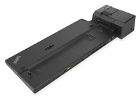 Black Lenovo 40AH0135EU Notebook Dock features multiple ports, including USB and HDMI, with a sleek, matte finish and a compact design for easy connectivity.