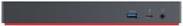 Black Lenovo 40AN0135DK Laptop Dock featuring multiple ports including Thunderbolt 3, with a sleek, minimalist design and a red accent line.