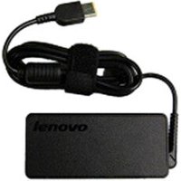 Black Lenovo 45N0244 power adapter with rectangular shape, attached cable, and velcro strap for organization.