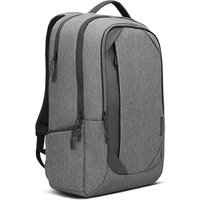 Charcoal Lenovo backpack for 17.3" laptops, sleek design with dual zippers and padded shoulder straps.