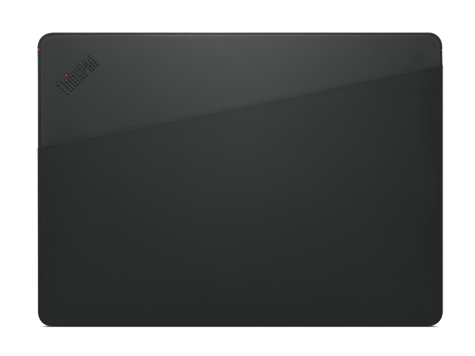 Black Lenovo ThinkPad Professional 14-inch sleeve featuring a sleek, minimalist design with a textured finish and a diagonal seam for added style and protection.