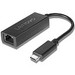 Black Lenovo 4X90L66917 Ethernet network card with a USB connector on one end and an RJ45 port on the other, featuring a compact design for easy connectivity.