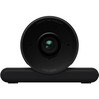 Black Lenovo FHD Webcam 1080P, circular lens, dual noise-canceling microphones, compact rectangular base.