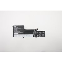 Black Lenovo 5B10W65297 laptop battery with white text and symbols, rectangular shape with connector wires.