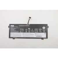 Black Lenovo 5B10W67229 laptop battery with white label, connector cable, and safety icons.