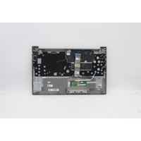 Lenovo laptop spare part with black keyboard and silver cover, exposed internal components, and multiple connection ports.