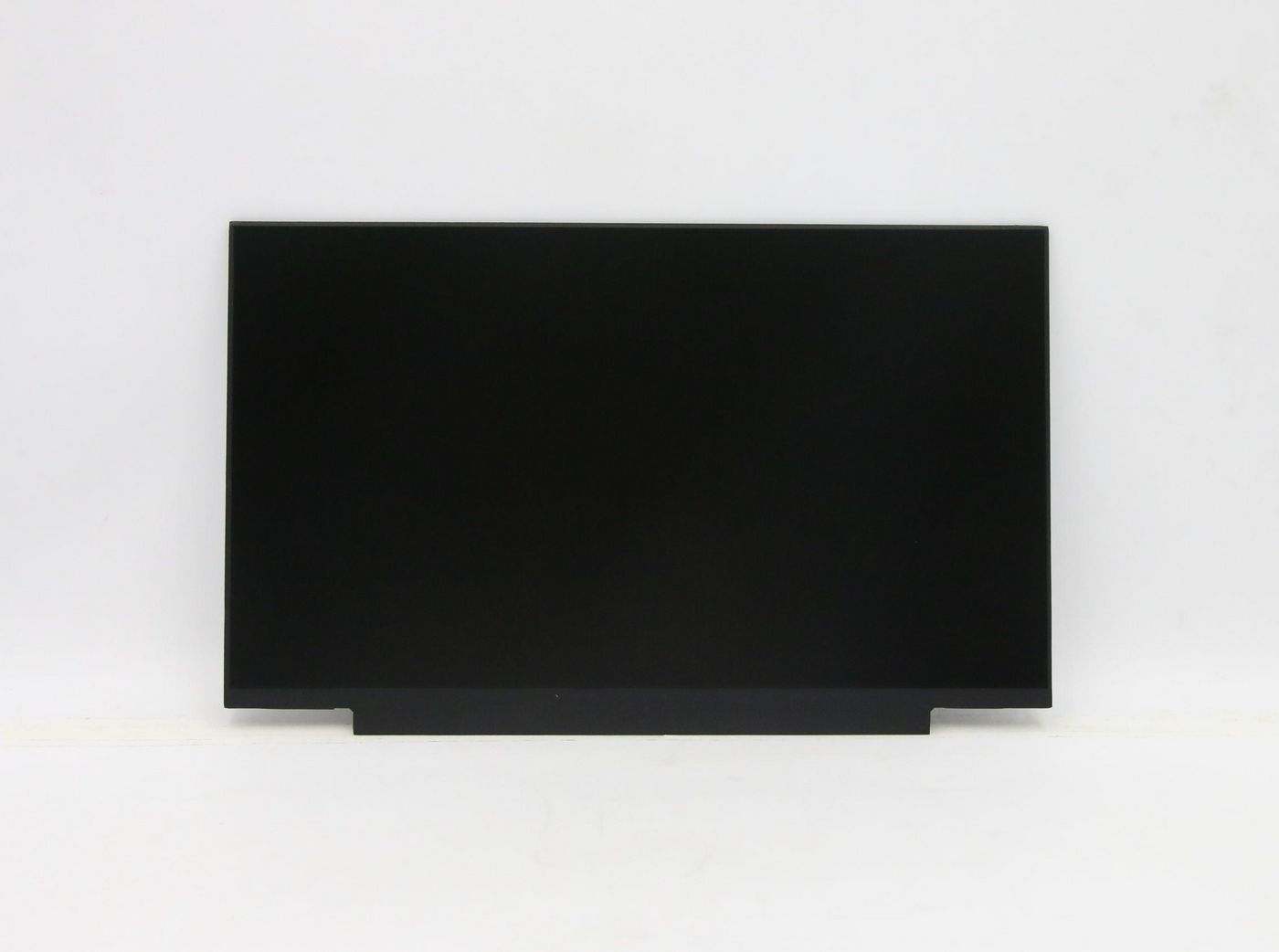 Black Lenovo 5D10Z46334 laptop display spare part, featuring a sleek, flat design with a minimalistic bezel and a bottom connector for installation.