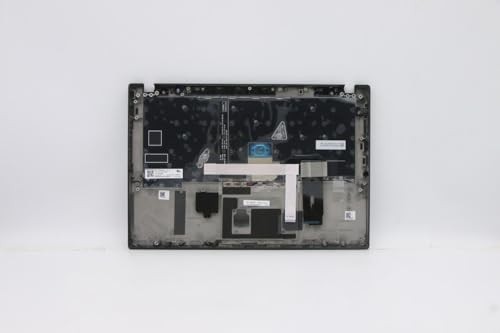 Black laptop spare part cover with a transparent keyboard section, featuring various components and labels visible on the underside.